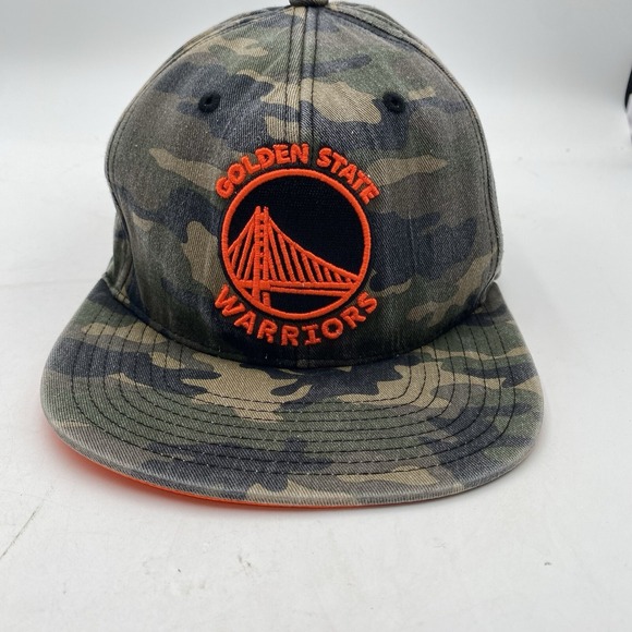 Golden State Warriors Hat Camo Neon Orange Mitchell Ness SnapBack Adjustable VGC - Picture 2 of 12